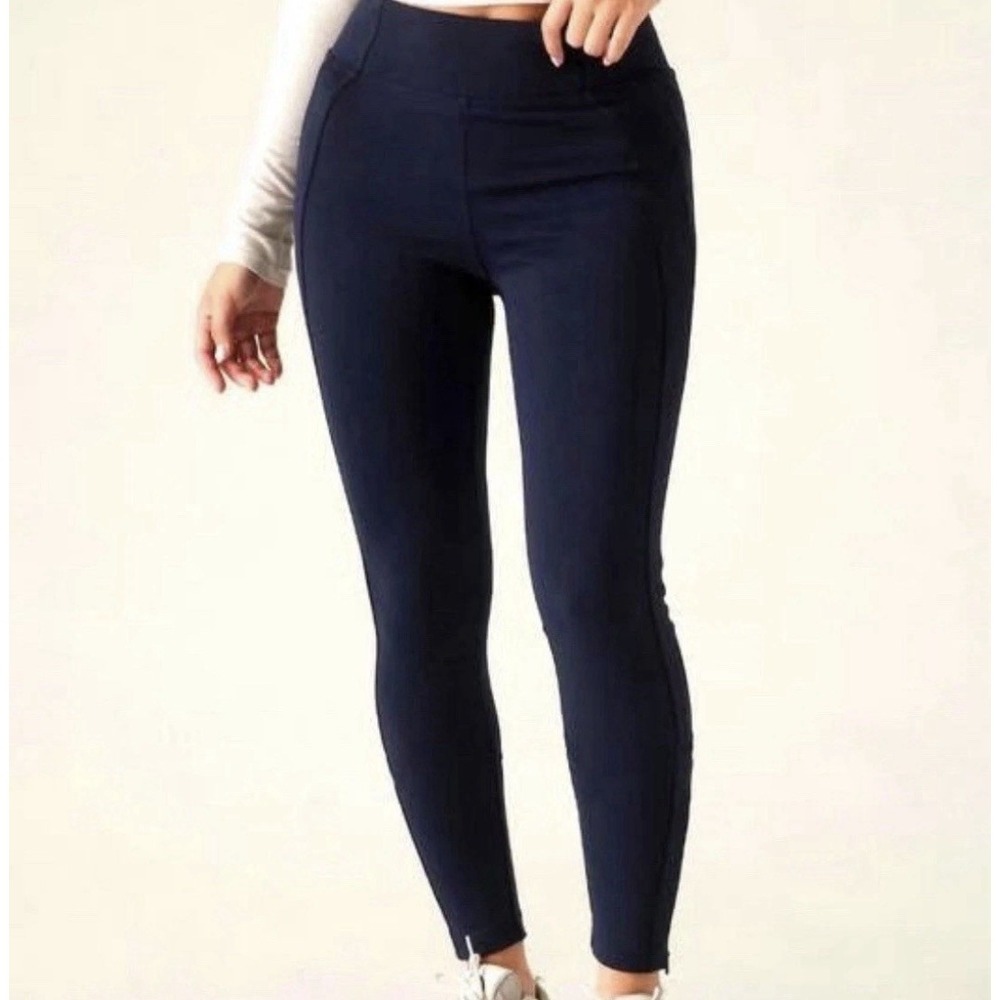 Athleta Delancey Skyline Tight Leggings XL Navy Blue Zip Ankle Athletic Gym